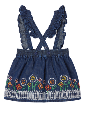 Embroidered Garden Denim Skirt